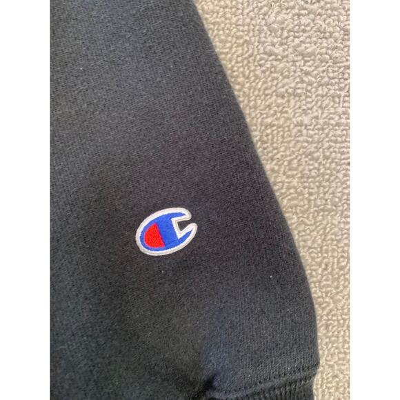 Champion Men Medium Black Reverse Weave Hoodie Sweatshirt - Picture 4 of 14